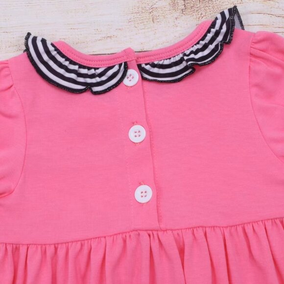 Boutique Make Up Embroidered Girls Pink Short Sleeve Dress - Picture 6 of 7